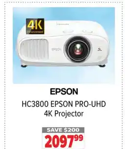 2001 Audio Video HC3800 EPSON PRO-UHD 4K Projector offer