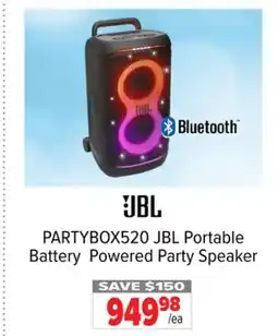 2001 Audio Video PARTYBOX520 JBL Portable Battery Powered Party Speaker offer