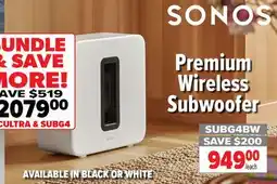 2001 Audio Video SONOS SUBG4BW Premium Wireless Subwoofer offer