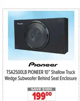 2001 Audio Video TSA2500LB PIONEER 10 Shallow Truck Wedge Subwoofer Behind Seat Enclosure offer