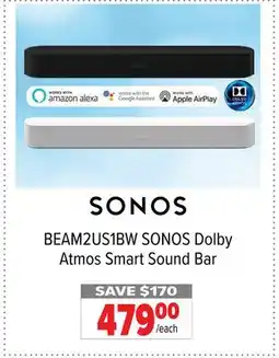 2001 Audio Video BEAM2US1BW SONOS Dolby Atmos Smart Sound Bar offer