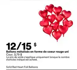 Michaels Ballons métalisés en forme de coeur rouge uni offer