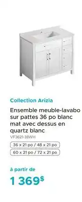 Bath Depot Ensemble meuble-lavabo sur pattes 36 po blanc mat avec dessus en quartz blanc Collection Arizia offer