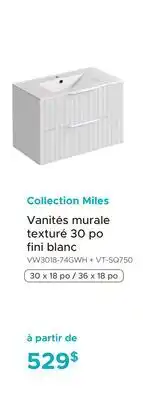Bath Depot Vanités murale texturé 30 po fini blanc Collection Miles offer