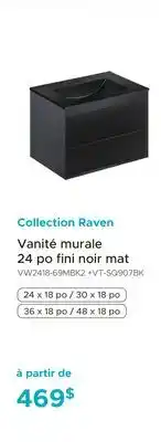 Bath Depot Vanité murale 24 po fini noir mat Collection Raven offer