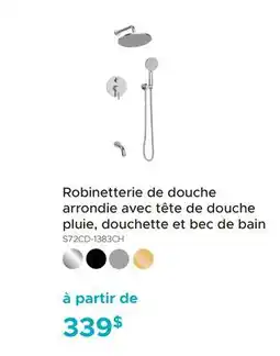Bath Depot Robinetterie de douche arrondie avec tête de douche pluie, douchette et bec de bain offer