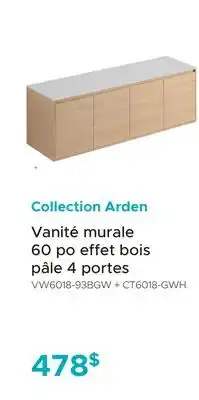 Bath Depot Vanité murale 60 po effet bois pâle 4 portes Collection Arden offer
