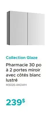 Bath Depot Pharmacie 30 po à 2 portes miroir avec côtés blanc lustré Collection Glaze offer