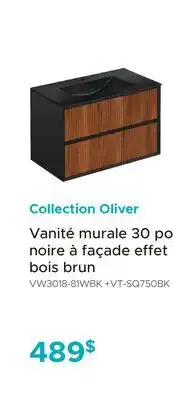 Bath Depot Vanité murale 30 po noire à façade effet bois brun Collection Oliver offer
