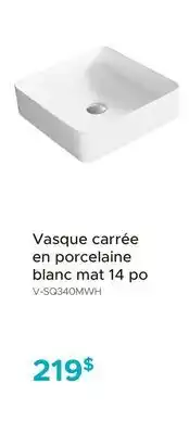 Bath Depot Vasque carrée en porcelaine blanc mat 14 po offer
