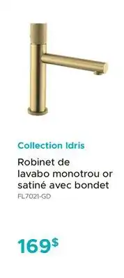 Bath Depot Robinet de lavabo monotrou or satiné avec bondet Collection Idris offer