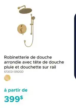 Bath Depot Robinetterie de douche arrondie avec tête de douche pluie et douchette sur rail offer