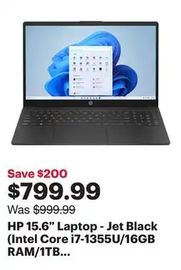Best Buy HP 15.6 Laptop - Jet Black (Intel Core i7-1355U/16GB RAM/1TB SSD/Windows 11) offer