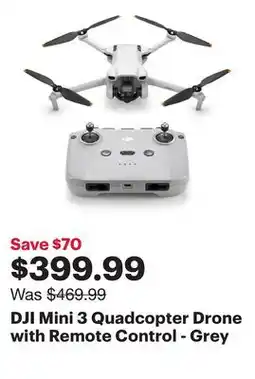 Best Buy DJI Mini 3 Quadcopter Drone with Remote Control - Grey offer