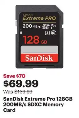 Best Buy SanDisk Extreme Pro 128GB 200MB/s SDXC Memory Card offer