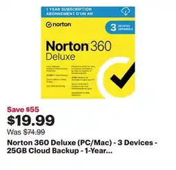 Best Buy Norton 360 Deluxe (PC/Mac) - 3 Devices - 25GB Cloud Backup - 1-Year Subscription - Digital Download offer