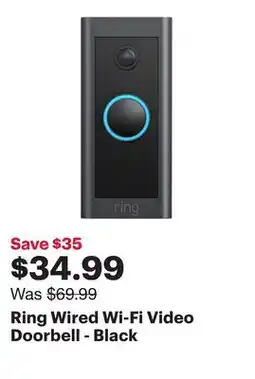 Best Buy Ring Wired Wi-Fi Video Doorbell - Black offer