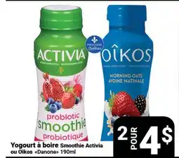 Pasquier Yogourt à boire Smoothie Activia ou Oikos Danone offer