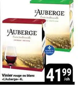 Pasquier Vinier rouge ou blanc L'Auberge offer
