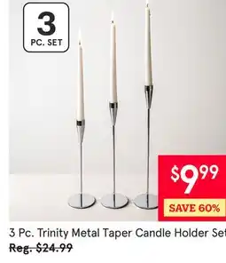 Kitchen Stuff Plus 3 Pc. Trinity Metal Taper Candle Holder Set offer