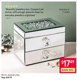 Kitchen Stuff Plus Mirror Jewellery Box offer