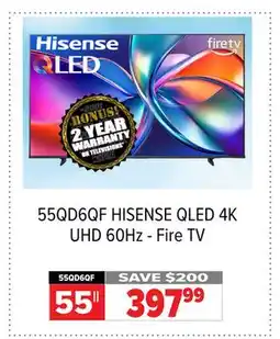 2001 Audio Video 55QD6QF HISENSE QLED 4K UHD 60Hz - Fire TV offer