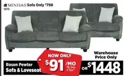 Surplus Furniture Rosen Pewter Cord Sofa & Loveseat offer