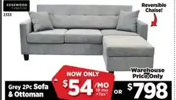 Surplus Furniture Grey 2Pc Sofa & Ottoman offer