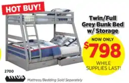 Surplus Furniture Twin/Full Grey Bunk Bed w/ Storage Drawers offer