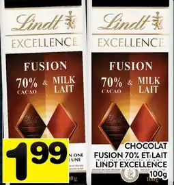 Supermarché PA CHOCOLAT FUSION 70% ET LAIT LINDT EXCELLENCE offer