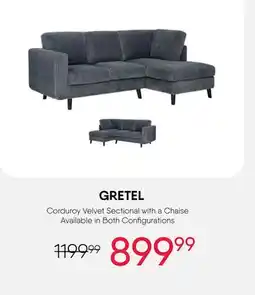 Meubles RD Gretel - Corduroy Velvet Sectional with Right-Side Chaise offer