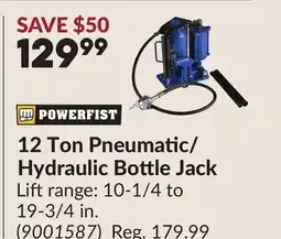 Princess Auto 12 Ton Pneumatic/ Hydraulic Bottle Jack offer