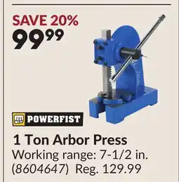 Princess Auto 1 Ton Arbor Press offer