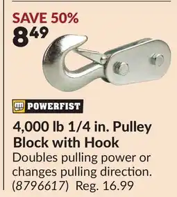 Princess Auto 4,000 lb 1/4 in. Pulley Block with Hook offer