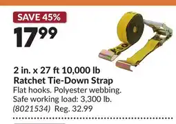 Princess Auto 2 in. x 27 ft 10,000 lb Ratchet Tie-Down Strap offer