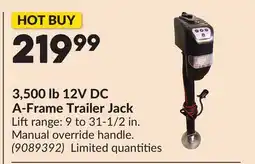 Princess Auto 3,500 lb 12V DC A-Frame Trailer Jack offer
