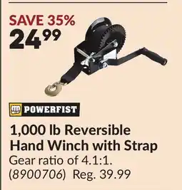 Princess Auto 1,000 lb Reversible Hand Winch with Strap offer