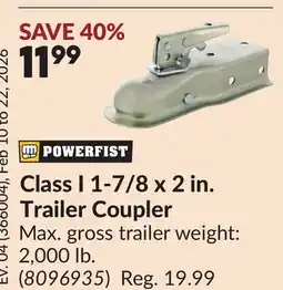 Princess Auto Class I 1-7/8 x 2 in. Trailer Coupler offer