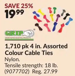 Princess Auto 1,710 pk 4 in. Assorted Colour Cable Ties offer