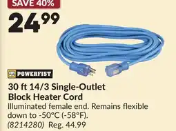 Princess Auto 30 ft14/3 Single-Outlet Block Heater Cord offer