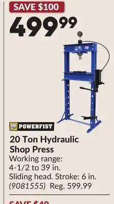 Princess Auto 20 Ton Hydraulic Shop Press offer