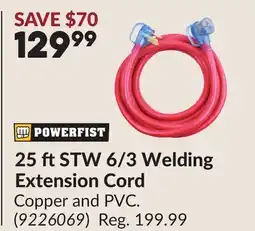 Princess Auto 25 ftSTW 6/3 Welding Extension Cord offer