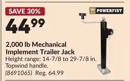 Princess Auto 2,000 lb Mechanical Implement Trailer Jack offer