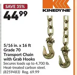 Princess Auto 5/16 in. x 16 Grade 70 Transport Chain with Grab Hooks offer