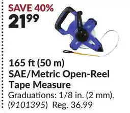 Princess Auto 165 ft(50 m) SAE/Metric Open-Reel Tape Measure offer