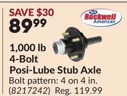 Princess Auto 1,000 lb 4-Bolt Posi-Lube Stub Axle offer
