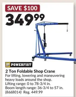 Princess Auto 2 Ton Foldable Shop Crane offer