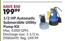Princess Auto 1/2 HP Automatic Submersible Utility Pump Kit offer