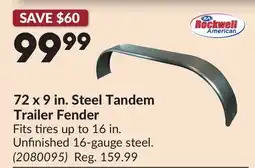 Princess Auto 72 x 9 in. Steel Tandem Trailer Fender offer