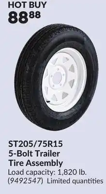 Princess Auto ST205/75R15 5-Bolt Trailer Tire Assembly offer